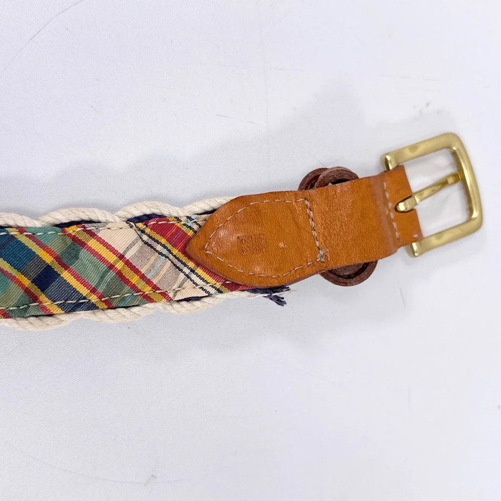 Kiel James Patrick KJP Braided Belt Mens Size 28 Blue White Preppy Coastal